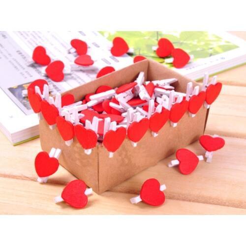 20 Pcs Colored Small Love Heart Craft Lomo School Cute 2018 w29 Clip Wooden
