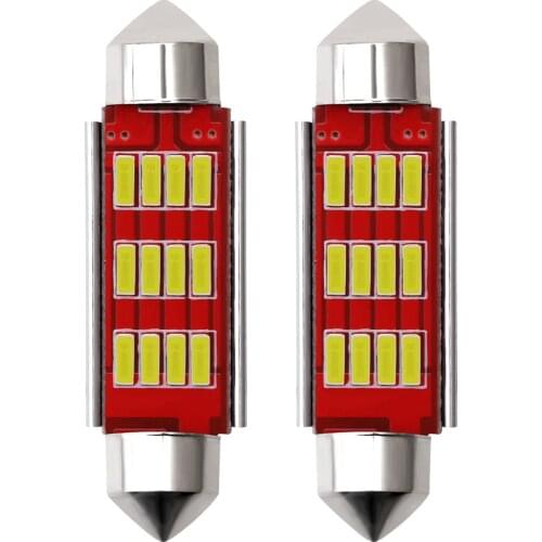 2x C10W C5W LED 4014 10 12SMD Festoon 31mm 36mm 39mm 41mm 12V White Bulbs for Cars License Plate Interior Reading Light 6500K