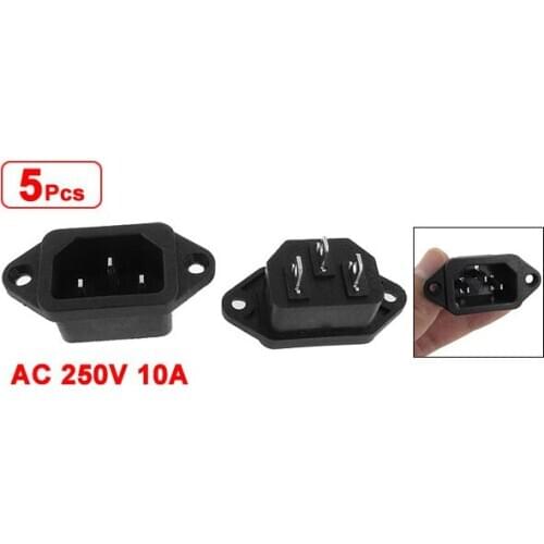 5 Pcs 3P IEC 320 C14 Male Plug Panel Power Inlet Sockets Connectors AC 250V 10A