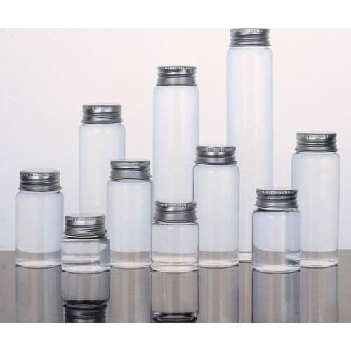 500pcs 25/30/40/50/60/70/90/125/150/180ml Glass Bottles With Screw Cap Empty Sample Jars DIY Storage Vial Wedding Home Decor