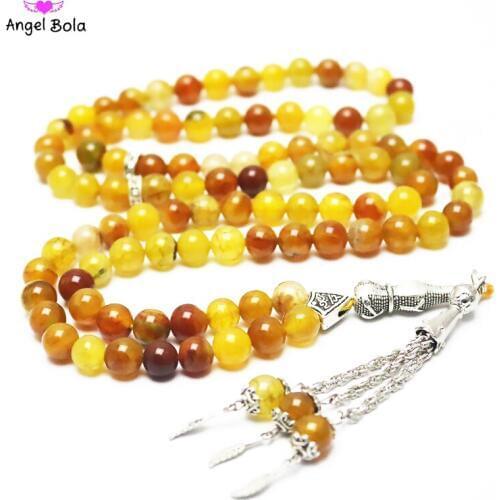 8mm Natural Stone Black Turquoises Tassel Pendant 99 Prayer Beads Islamic Muslim Tasbih Allah Mohammed Rosary For Women Men