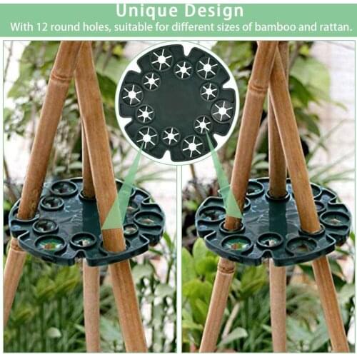 Bamboo Trellis Holder 5 Pack Plastic Vine Protection Support Stand Tray Bamboo Cane Holder Garden Stake Connectors For Plant
