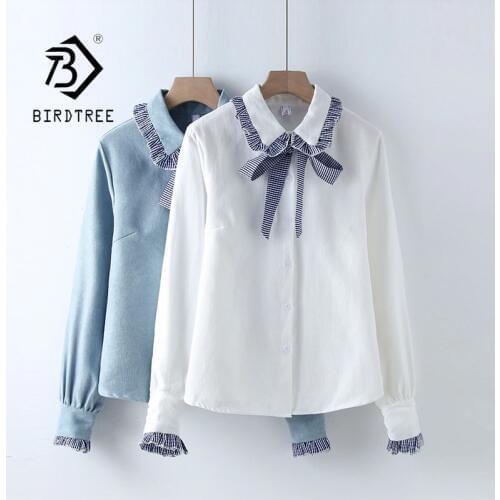 BIRDTREE TB Blouses With Tie