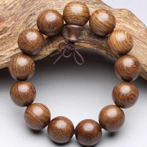 BRO806 Buddhist Sandal Bracelets for big Man 20mm Real Golden Silk Sandalwood from Myanmar