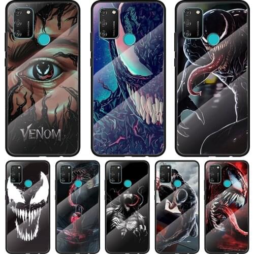 Villain Marvel Venom Tempered Glass Cover For Honor 30 20 10 9X 8X Pro Plus Lite Silicone Phone Case Coque