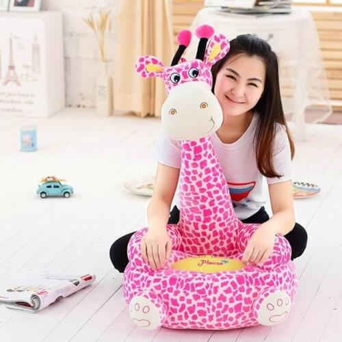 80cm Cartoon Kids Seats Sofa Comfortable PP Cotton Animal Giraffe Big Size Baby Portable Chair Gifts for Children