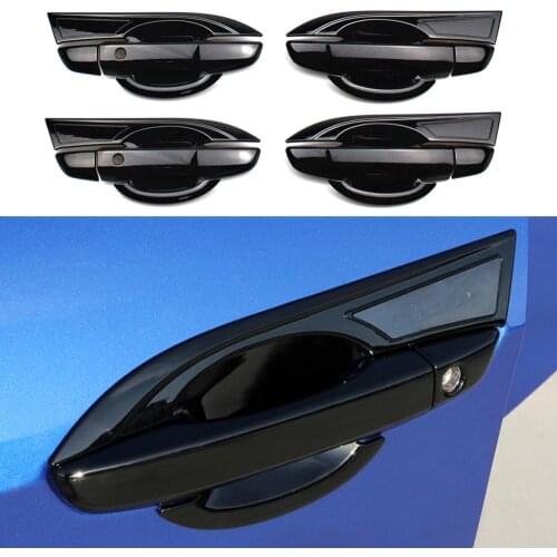 For Honda Civic 2016 2017 2018 2019 2020 2021 Gloss Black Style Side Door Handle Cover W/ Bowl Trim
