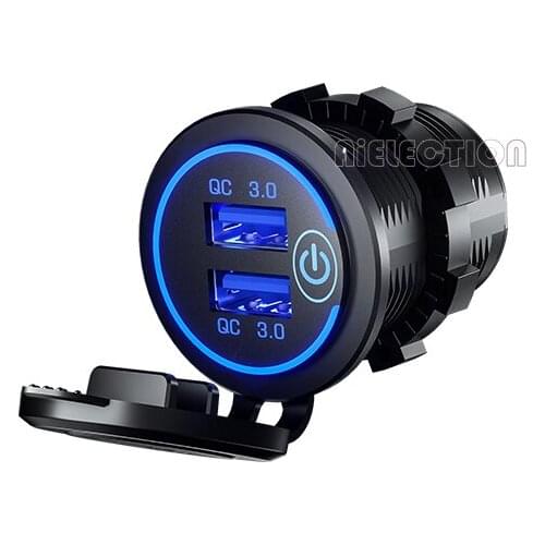 DIY Dual QC3.0 USB Charger Socket Car Charger Power Outlet with Switch for 12V/24V Car Boats and Marine Motorcycle Truck SUV UTV