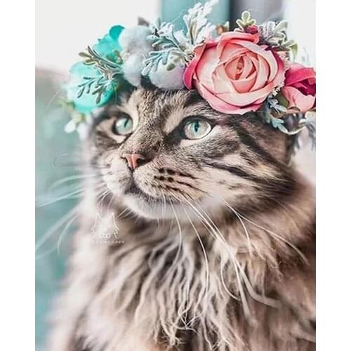 GATYZTORY 60x75cm Frame DIY Painting By Numbers Acrylic Cat Animal Hand Painted Oil Paint By Numbers Home Decor Art