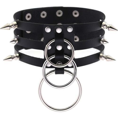 Goth Dark Vintage Necklaces Pu Choker Gothic Fashion Necklace 2020 Womens Jewelry Rivet Harajunku Punk Necklace Female Wear