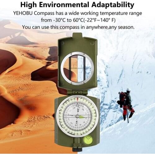 K4580 Lensatic Compass High-Precision Military American Style Multifunctional Prismatic Compass Night For Outdoor Camping Hiking