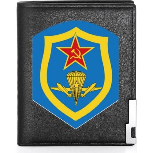 Cool Russian Paratroopers Leather Men Wallet Classic Credit Card Holder Short Purse