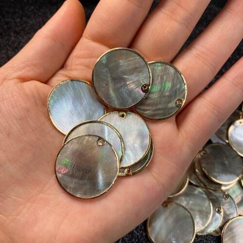 2pcs Natural Black Shell Pendant Round Mother of Pearl Charms Pendants For Jewelry Making DIY Earring Necklace 25/30/45/50mm
