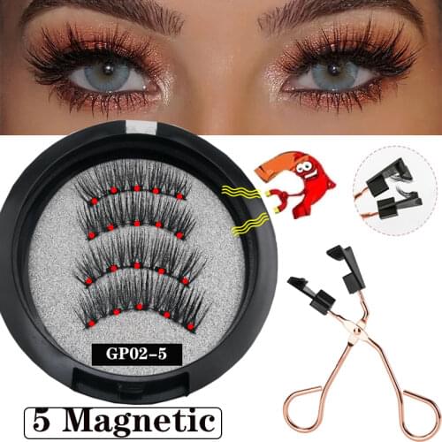 5P magnet magnetic eyelashes easy to wear with natural magnetic eyelashes reusable make up eyelash tweezers free shipping