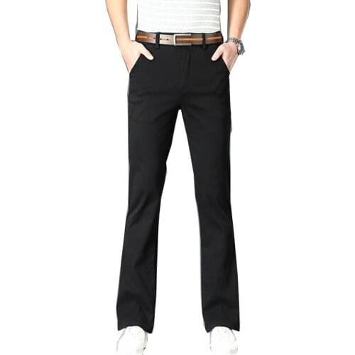 2021 new mens micro-flare casual pants Korean style trendy stretch slim-fit mens flared pants
