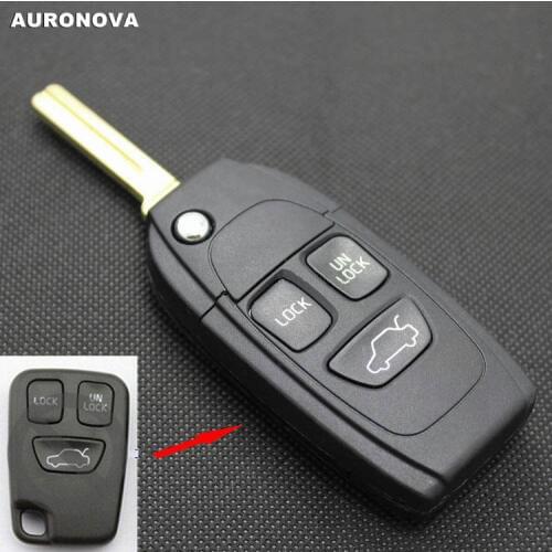 AURONOVA New Upgrade Flip Folding Key Shell for Volvo Xc90 S80 V40 S40 S60 3 Buttons Modified Remote Car Key Case