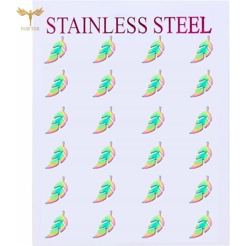 12 Pairs Earrings Set Wholesale Stainless Steel Jewelry Colorful Leaf Stud Earrings New Design for Girlfriend Anniversary Gift
