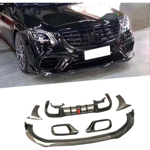Carbon Fiber Front Rear Lip Bumper Air Vent Trim Fender Cover Rear Diffuser Rear Lip Spoiler For Benz W222 S63 S65 Kits