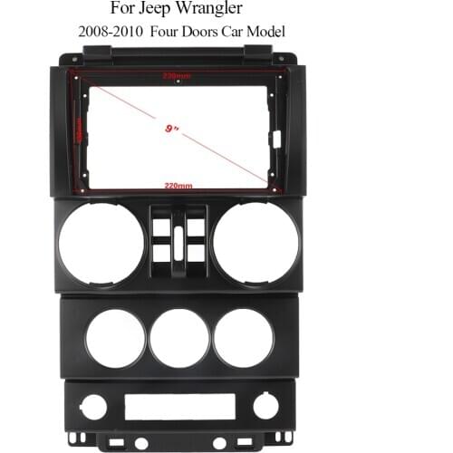 New Black Trim Fascia Frame For Jeep Wrangler 2008-2010 4 Doors Refit Car Android 9"Radio Navigation DVD Mounted Dashboard