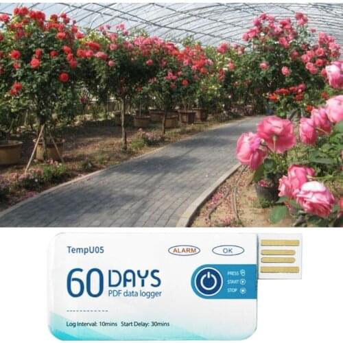 Temperature Data Logger Single Use PDF Report USB Port 10000 Points Temperature and Logger 60 Days 10000 Points