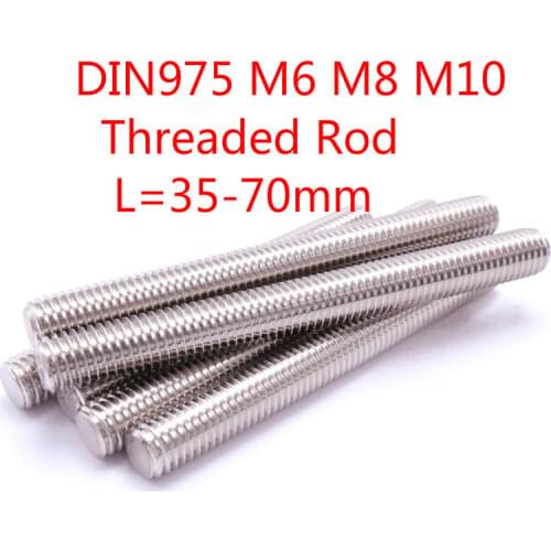 5pc DIN975 M6 M8 M10 Threaded Rod Full-Thread Bar 304 Stainless Steel Fasteners Silver L=35-70mm 40mm 50mm 60mm 70mm 45mm 55mm