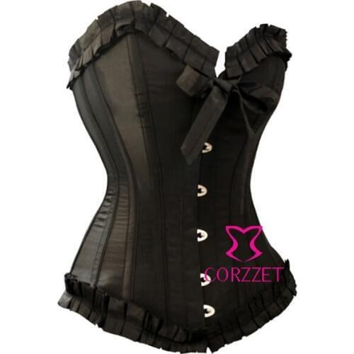 Sexy Plus Size Corsets And Bustiers Women Corselet Black Satin Shaper Body Female Underwear Strapless Bustier Top Gothic Clothes