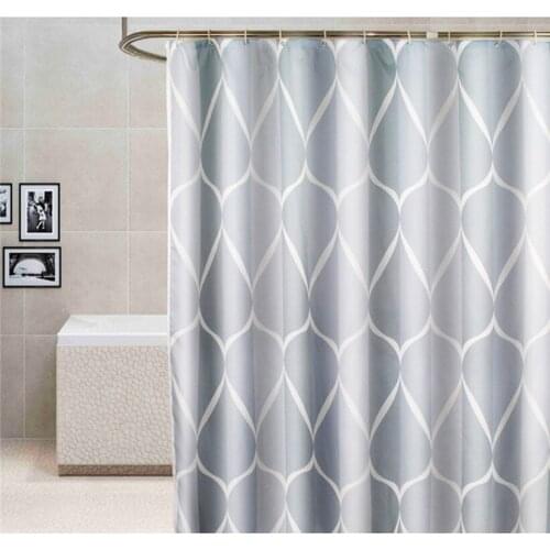 Gray Fabric Shower Curtains for Bathroom Thick Polyester Waterproof Washable Shower Curtain with Grommet Water Ripple Hotel Use