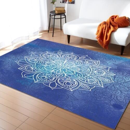 Blue Watercolor Background Mandala Carpets for Living Room Bedroom Area Rug Kids Room Play Mat 3D Printed Home Large Carpet