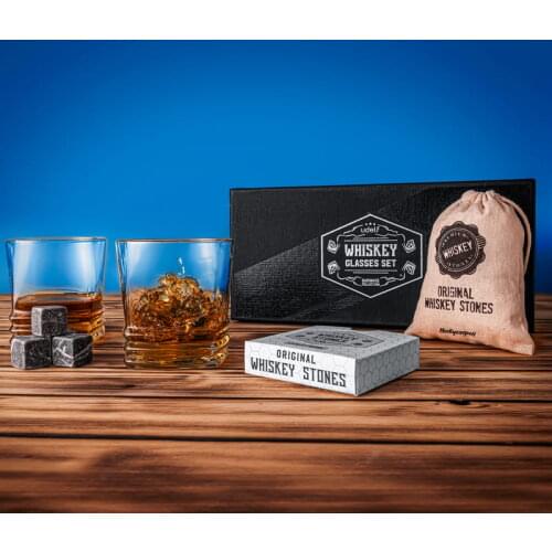 Whisky Glass with Personalized Wooden Box Christmas Gift for Boyfriend Gift for Father Whiskey Glass with Stones Whiskey Set