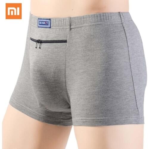 4pcs/lot Xiaomi Mens Anti-theft Underwear Double Zip Pocket Men Panties Modal Comfortable Breathable Sexy Boxer Large Size 7XL