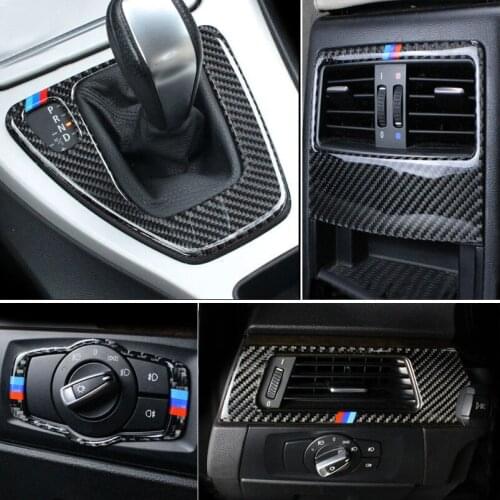 Carbon Fiber For BMW 3 Series E90 E92 E93 Interior Gearshift Air Conditioning Door Armrest Panel Cover Trim Sticker Accessories