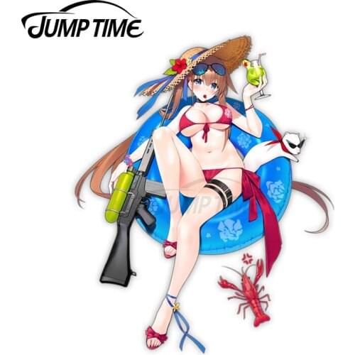 Jump Time 13 x 11.8cm For Girls Frontline FAL-FAL Summer Costume Anime Waifu Windshield Car Stickers Refrigerator Cartoon Bumper