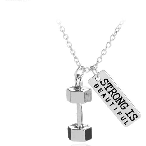 Choose strength English letters small kettlebells fitness strong body Necklace Woman Mother Girl Gift Wedding blessing Jewelry