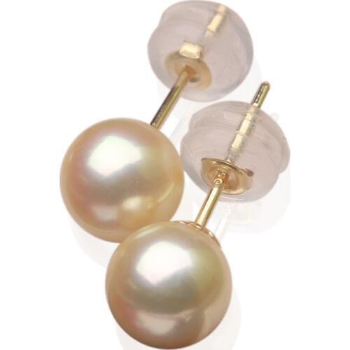 MADALENA SARARA AAA 9mm Natural Southsea Gold Pearl Saltwater Pearl 18 K Gold Stud Earring Simple Pop Earrings