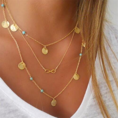 Boho Women Necklace Multi Layered Gold Color Tassel Charm Female Necklace Birthday Party Gift Fashion Jewelry