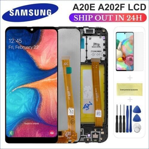 5.8'' Original For Samsung Galaxy A20e A202 A202F A202DS LCD Display Touch Screen Digitizer Assembly A20e LCD with frame
