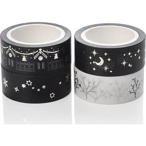 15mmx5m Gold foil silver foil stamping Dividing Stickers border masking adhesive paper washi tape DIY Scrapbooking Hand account