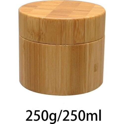 10pcs 250g Empty Bamboo Care Skin Cream Jar Pot with Plastic inner bottle 250ml Cosmetic Lotion Sub-Package Makeup Containers