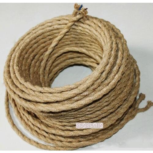 100m/lot 2x0.75 Vintage rope Wire Twisted Cable Retro Braided Electrical Wire DIY pendant lamp wire vintage lamp cord