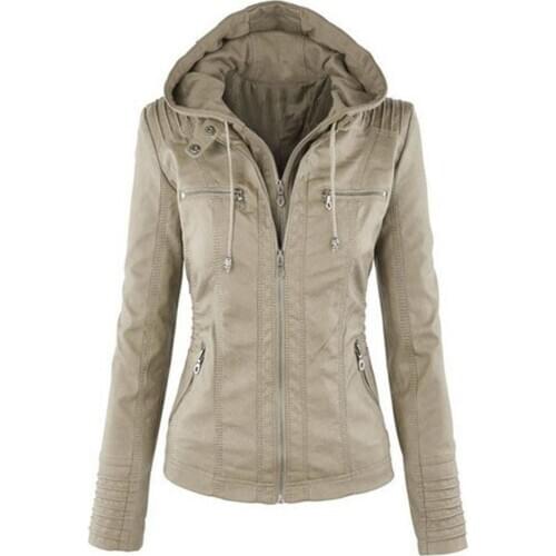 2019 Brand Winter Autumn NEW Motorcycle PU leather jackets Pure color women slim leather coat