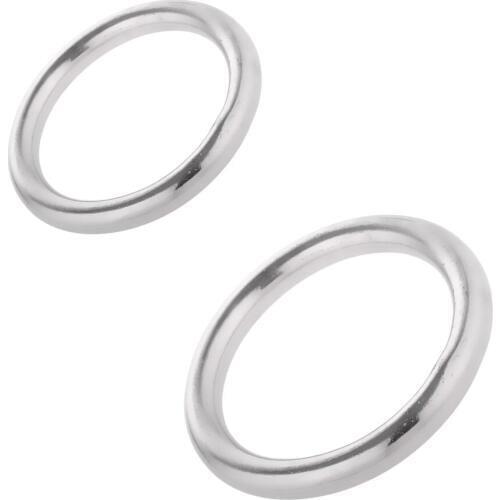 2x Seamless Construction Stainless Steel O Ring Boat Ship Anchorage Sewing Hardware 50mm & 40mm Diameter