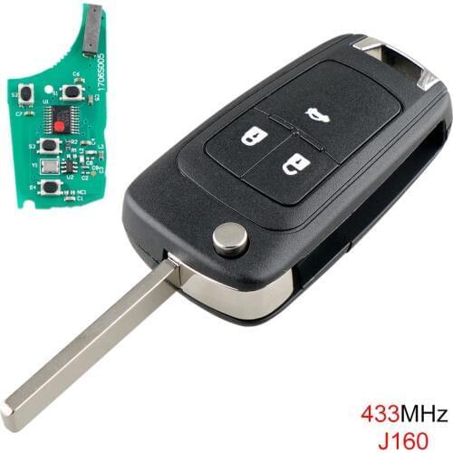 433 MHz 3 Buttons Foldable Remote Auto Car Key Fob Replacement with ID46 Chip Fit for Opel Vauxhall Insignia Astra 2009-2014