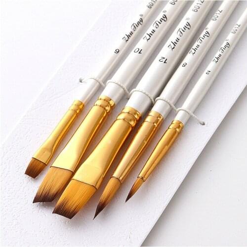 5 multi head nylon wool oil painting brush pearl white rod watercolor brush hook line pen art wholesale