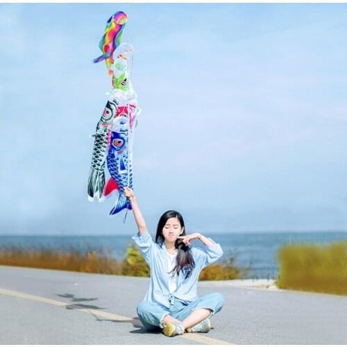 54DA Rainbow Windstock Carp Flag Koi Nobori Wind Streamer Hanging Decor 50-150cm