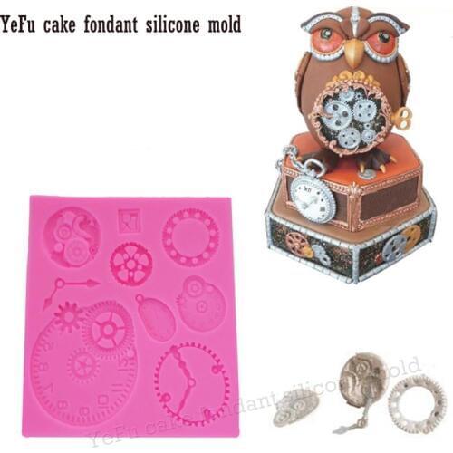 Alarm Clock Bakery Silicone Mold Cookies Bakeware Polymer Clay cake decorated tools Sugarcraft Mold FT-0915