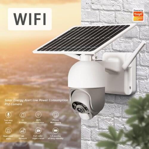 WiFi IP Camera Outdoor 4G Card with Solar Panel Security Camera 1080P PTZ Battery Surveillance Camera Street Video Camera