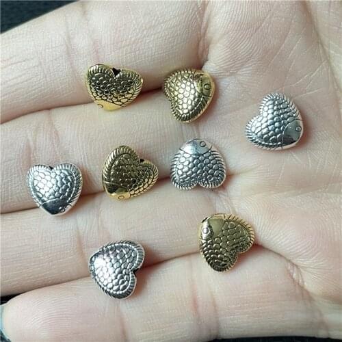 JunKang 20pcs Carp Heart Shaped Perforated Bead Connector Jewelry Making DIY Handmade Bracelet Necklace Accessories Wholesale
