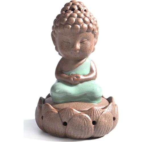 GE kiln ceramic sandalwood incense censer ornaments small Buddha sitting incense burner oil burner fragrance of incense coil