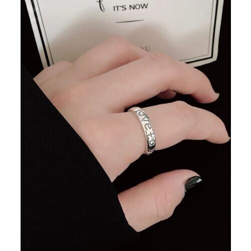 Kine 925 Sterling Silver Rings For Women Minimalist Style Lady Prevent Allergy Vintage Silver Jewelry Open Ring Valentines Gift