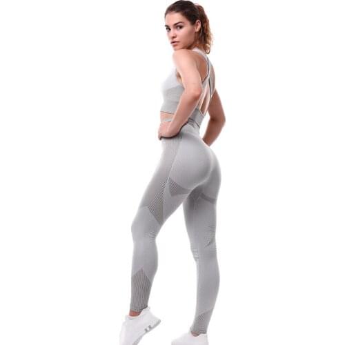 Yoga Sets Women Gym Sports Set Elastic Sports Hight Waist Leggings Sportswear Workout Sets Women Yoga Sets Women Gym Sports Set